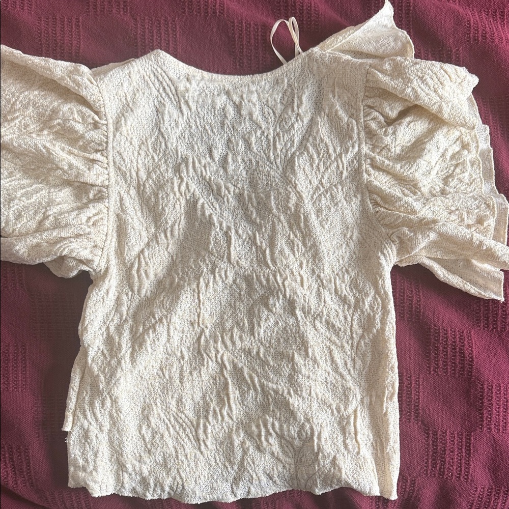 Zara Cream Ruffled Blouse - Picture 2 of 3